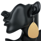 Gold Faux Leather Teardrop Earrings