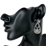 Silver Flower Teardrop Clip-On Earrings