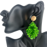 Green Resin Leaf Earrings