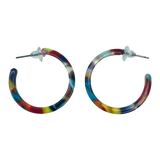 Multicolor Resin Small Circular Hoop Earrings
