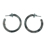 Marble Grey Resin Small Circular Hoop Earrings
