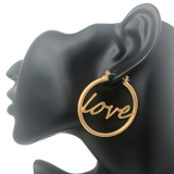 Matte Gold Love Hoop Earrings