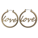 Matte Gold Love Hoop Earrings