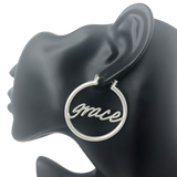 Matte Silver Grace Hoop Earrings