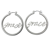 Matte Silver Grace Hoop Earrings