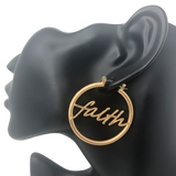 Matte Gold Faith Hoop Earrings