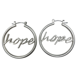 Matte Silver Hope Hoop Earrings