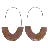 Pink and White Tortoise Shell Resin Drop Earrings