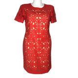 Katherine Kelly Orange Geometric Cutout Dress - Size 12