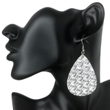 Silver Faux Leather Teardrop Earrings