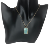 Amazonite Stone Tag Pendant Necklace