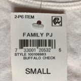 Holiday Family PJs White and Grey Buffalo Check 2 Piece Set - Size Small