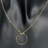 Gold Circular Ring Charm Necklace