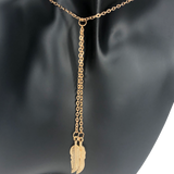 Gold Double Leaf Y Necklace