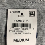 Holiday Family PJs Blue and Grey Holiday Lights 2 Piece Set - Size Medium