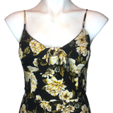 Xhilaration Navy and Yellow Floral Jumpsuit - Size Small