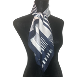 Navy and White Striped Scarf