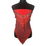 The Specialty House Red Fringe Printed Scarf