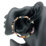 Light Multicolor Resin Octagonal Hoop Earrings