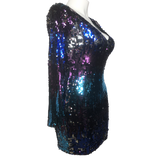 Riah Fashion Ombre Sequin Mini Dress - Size Large