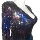 Riah Fashion Ombre Sequin Mini Dress - Size Large