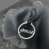 Matte Silver Grace Hoop Earrings