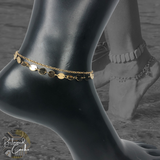 Gold Double Strand Linked Discs Anklet