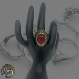 Gold Boho Ring with Red Stone - Size 10