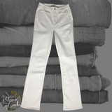 Laurie Felt White Silky Denim High Waisted Baby Bell Jeans - Size Extra Small (XS)