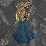 Gold and Blue Angel with Candle Brooch