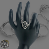 Silver and Black Rhinestone Statement Ring - Size 10