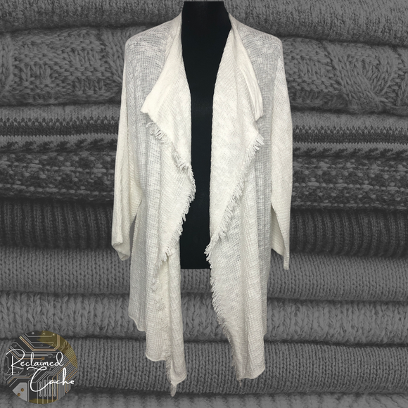 Caslon Ivory Cloud Draped Front Cardigan - Size Small
