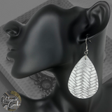 Silver Faux Leather Teardrop Earrings