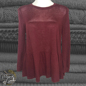 Halogen Burgundy Tiered Sweater - Size Medium