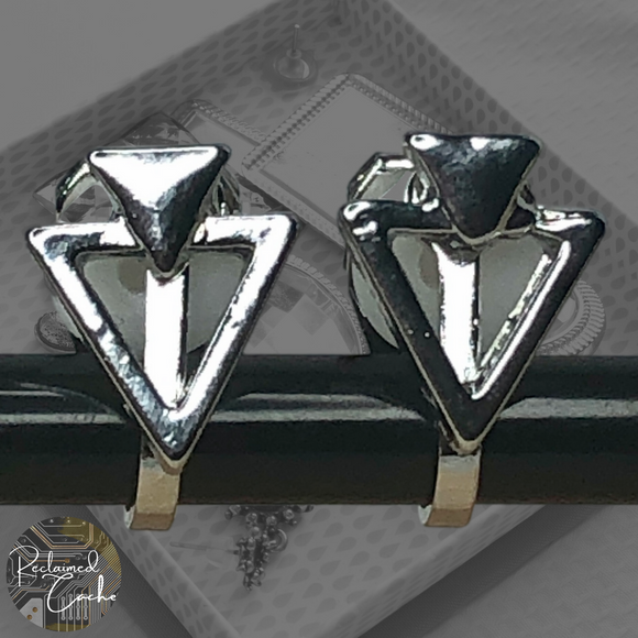 Silver Triangle Clip-On Stud Earrings