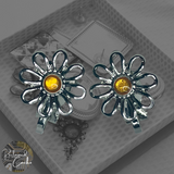 Silver Daisy Clip-On Stud Earrings