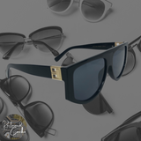 Black Retro Squared Iconic with Blue Tinted Sunglasses