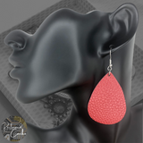 Red Faux Leather Teardrop Earrings