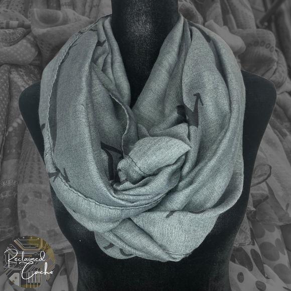 Gray and Black Anchor Infinity Scarf