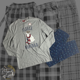 Holiday Family PJs Blue and Grey Holiday Lights 2 Piece Set - Size Large