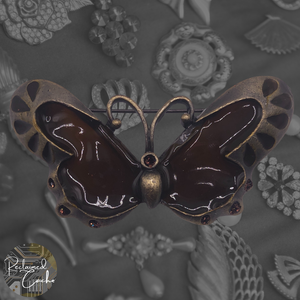 Brown Antique Brass Butterfly Brooch