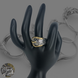 Silver and Gold Belt Buckle Ring - Size 10