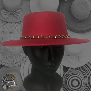 Riah Fashion Red Boater Hat