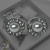 Silver and Pearl Round Pearl Clip-On Stud Earrings