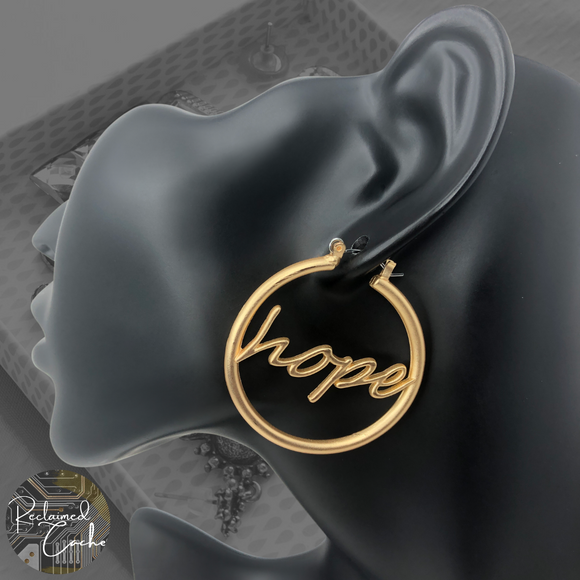 Matte Gold Hope Hoop Earrings