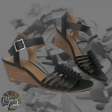 Susina Black Terra Wedge Sandal - Size 6 - Women
