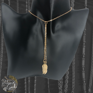 Gold Double Leaf Y Necklace
