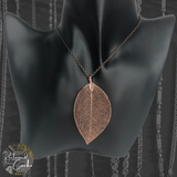 Antique Copper Filigree Leaf Long Chain Necklace