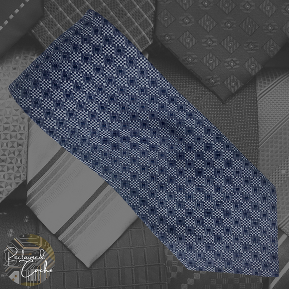 Blue Diamond Checkered Pattern Tie