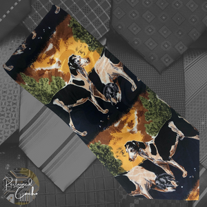 French White and Black Hound Dogs Tie